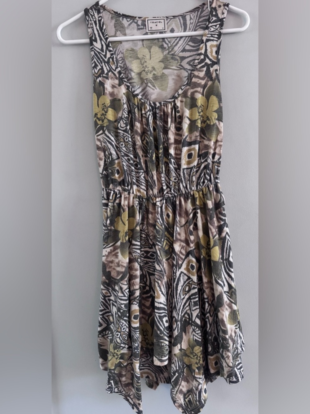 Traciel Small Boho Floral Dress Sleeveless Fit & Flare Above Knee Lightweight